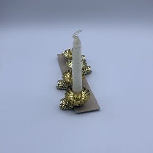 Vintage Christmas Tree Candle Gold Metal Small Candle Holders Set of 4 piece